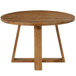 47.2" Round Dining Table, Farmhouse Solid Wood Kitchen Table with Trestle Base for 4
