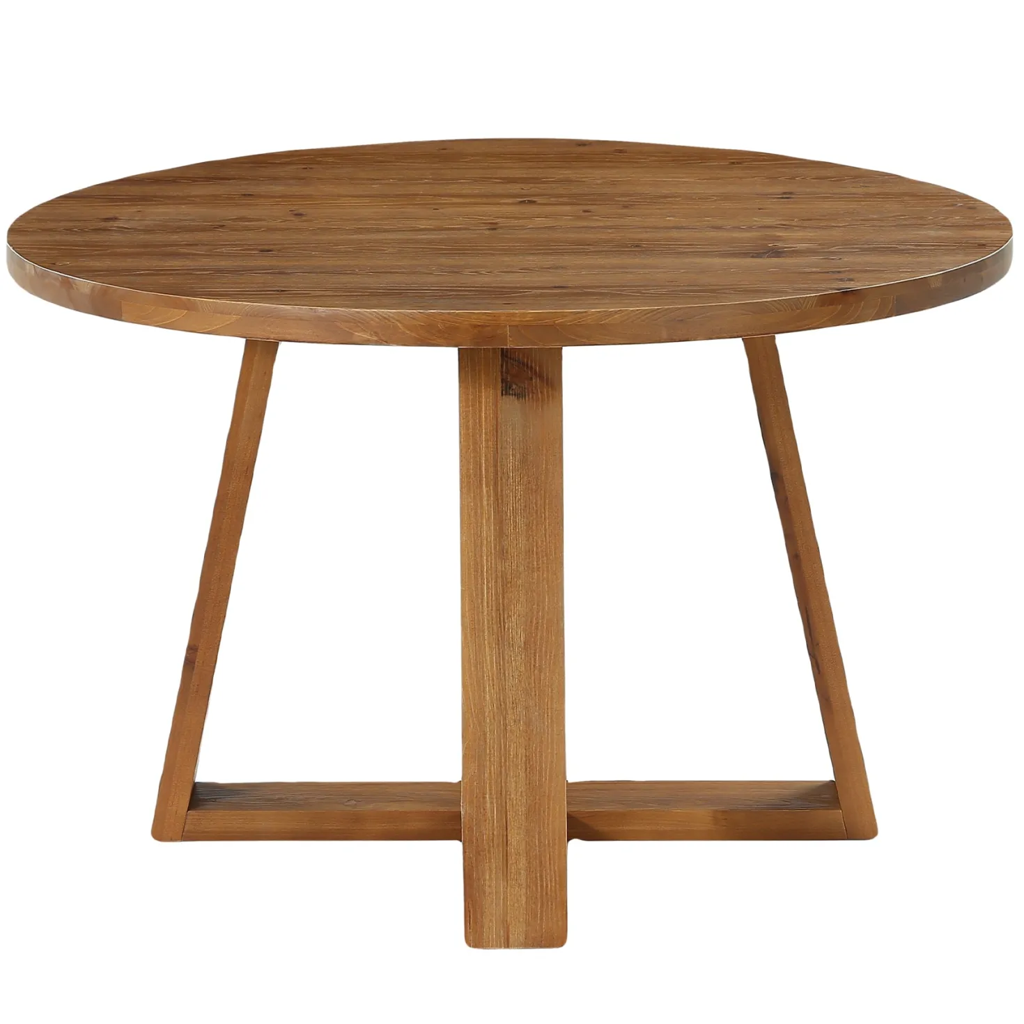 47.2" Round Dining Table, Farmhouse Solid Wood Kitchen Table with Trestle Base for 4