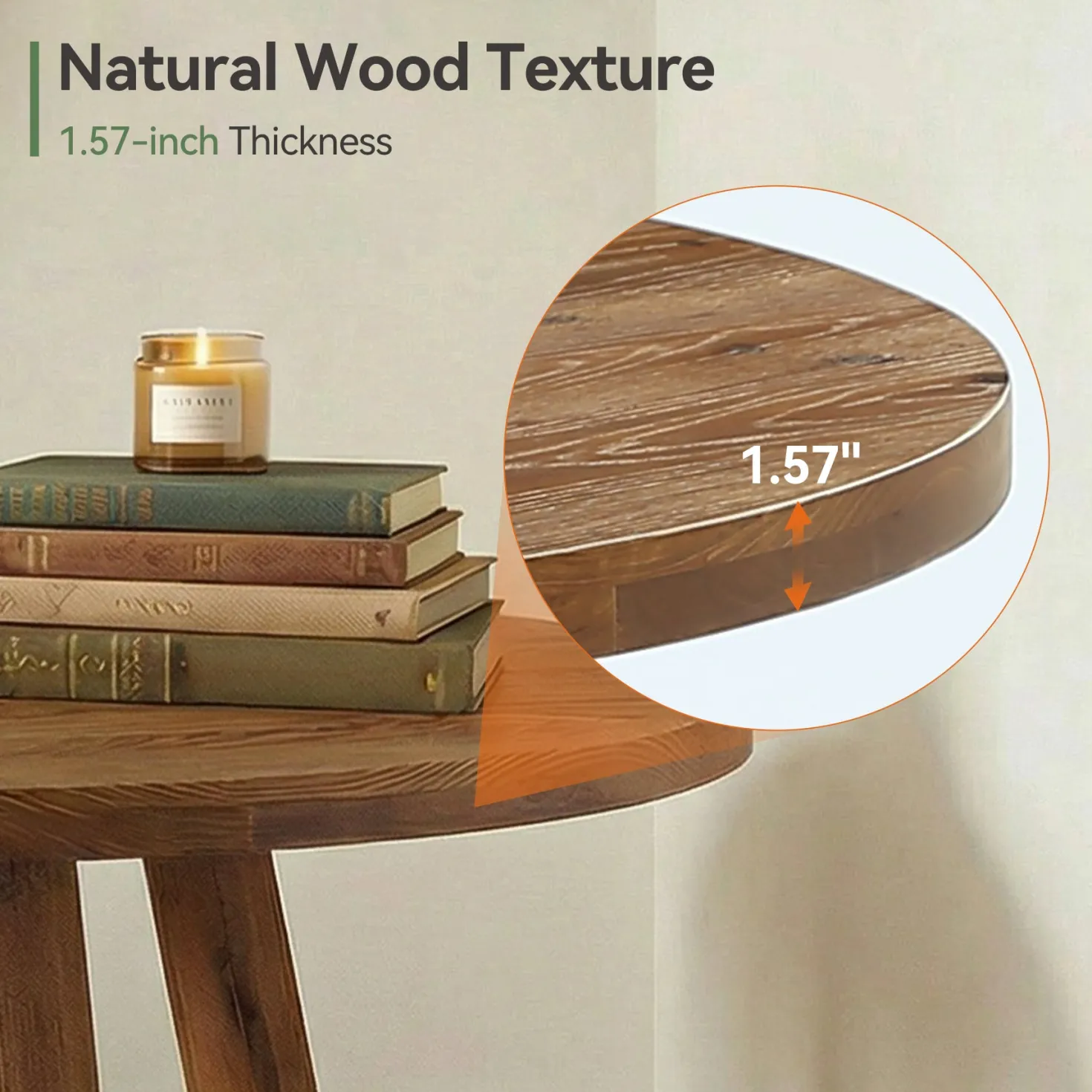 47.2" Round Dining Table, Farmhouse Solid Wood Kitchen Table with Trestle Base for 4
