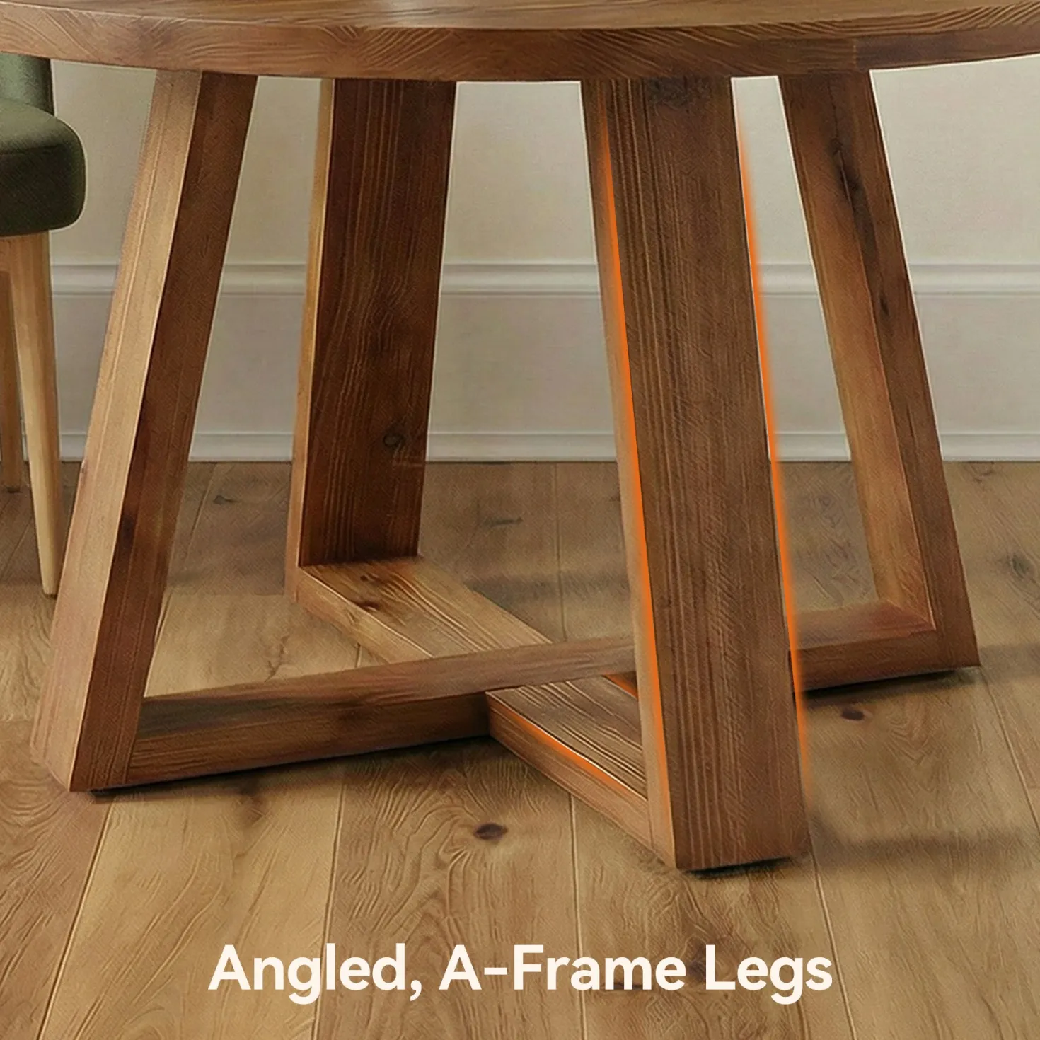 47.2" Round Dining Table, Farmhouse Solid Wood Kitchen Table with Trestle Base for 4