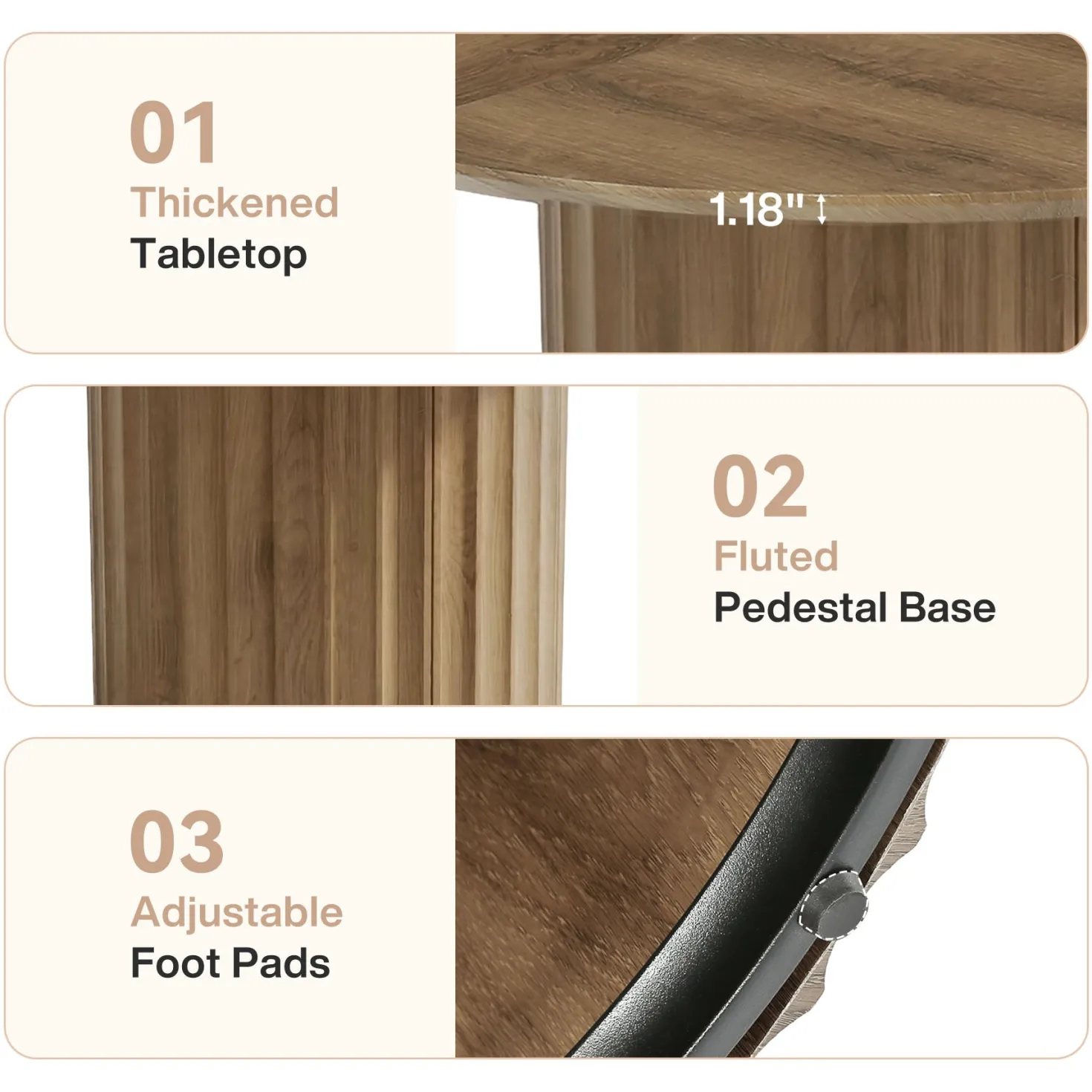 47" Round Dining Table for 4-6, Modern Kitchen Table with Fluted Pedestal Base for Dining Room