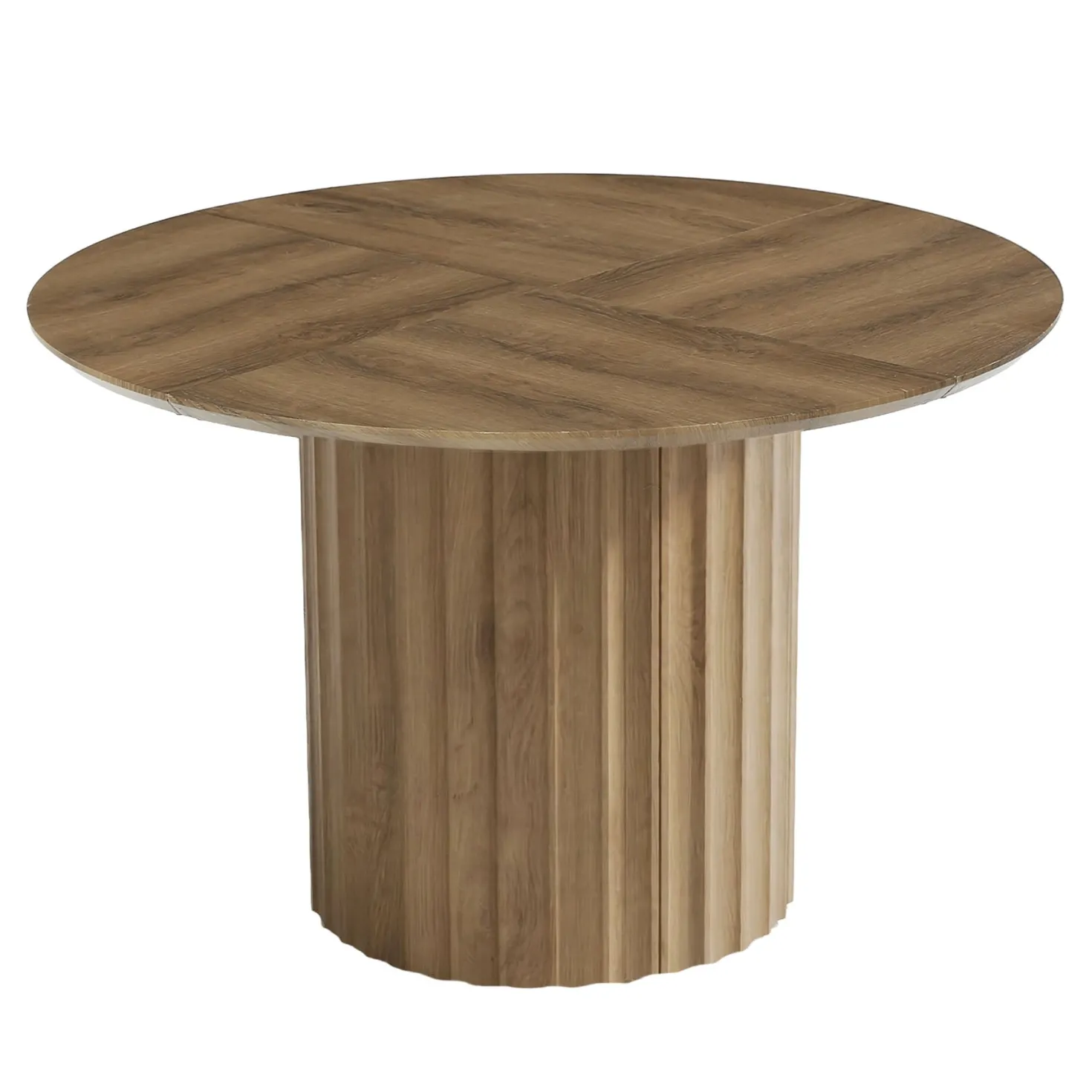 47" Round Dining Table for 4-6, Modern Kitchen Table with Fluted Pedestal Base for Dining Room