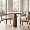 31.5" Round Dining Table, Kitchen Table with Sintered Stone Top and Stainless Steel Base for Kitchen, Dining Room