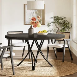 47" Round Dining Table, Modern Circle Kitchen Table for 4