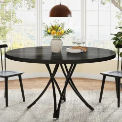 47" Round Dining Table, Modern Circle Kitchen Table for 4