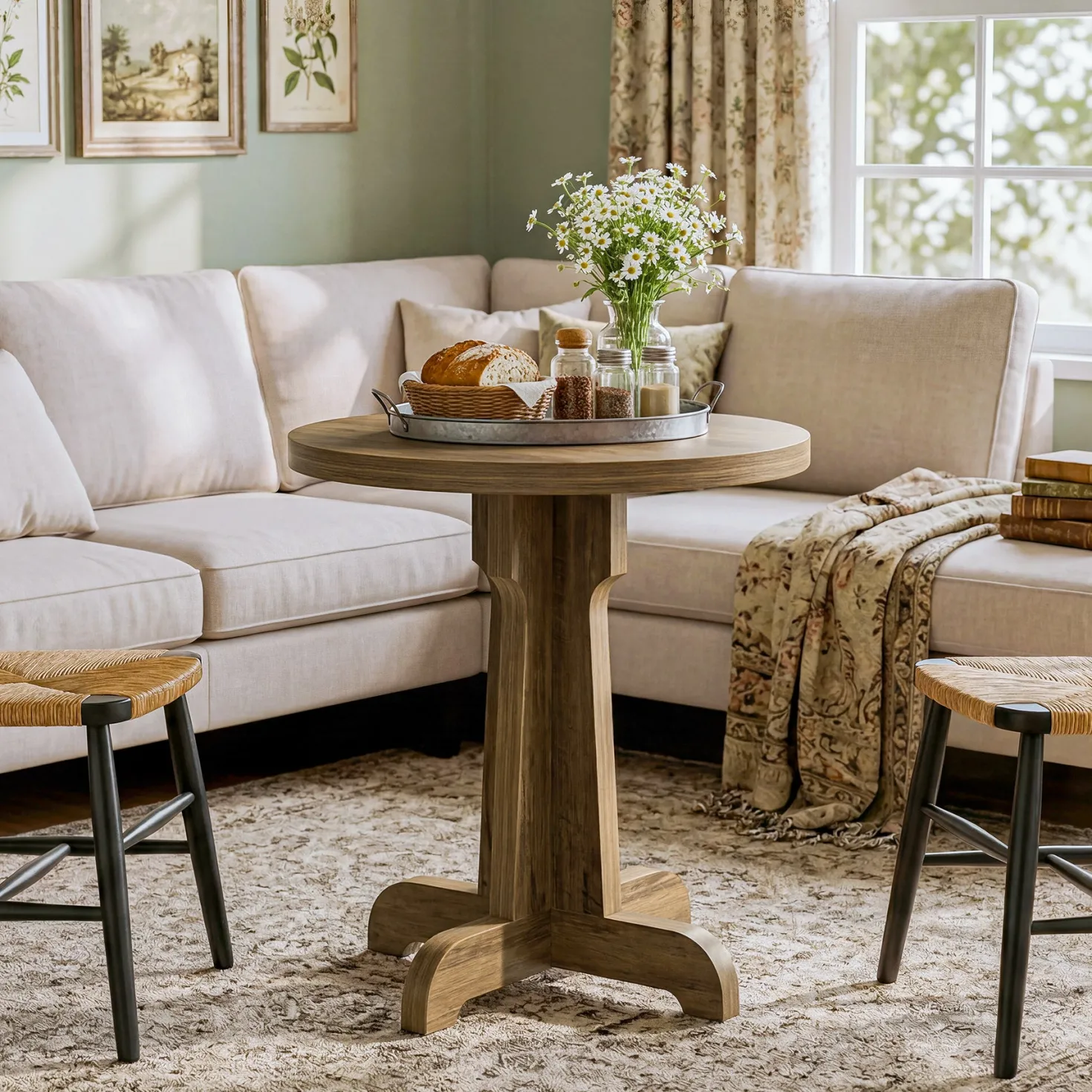 23.6" Round Dining Table, Modern Commercial Dinner Table for 2 People