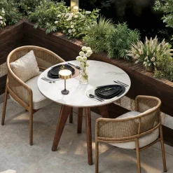 31.5" Round Dining Table, Modern Sintered Stone Kitchen Dinner Table
