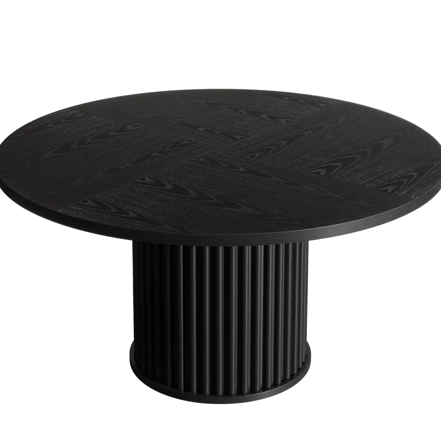 47" Round Dining Table, Wood Kitchen Table With Sturdy Fluted Metal Base