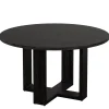 47.24" Round Solid Wood Dining Table, Black Kitchen Table for 4–6 with Cross-Shaped Base