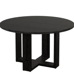 47.24" Round Solid Wood Dining Table, Black Kitchen Table for 4–6 with Cross-Shaped Base