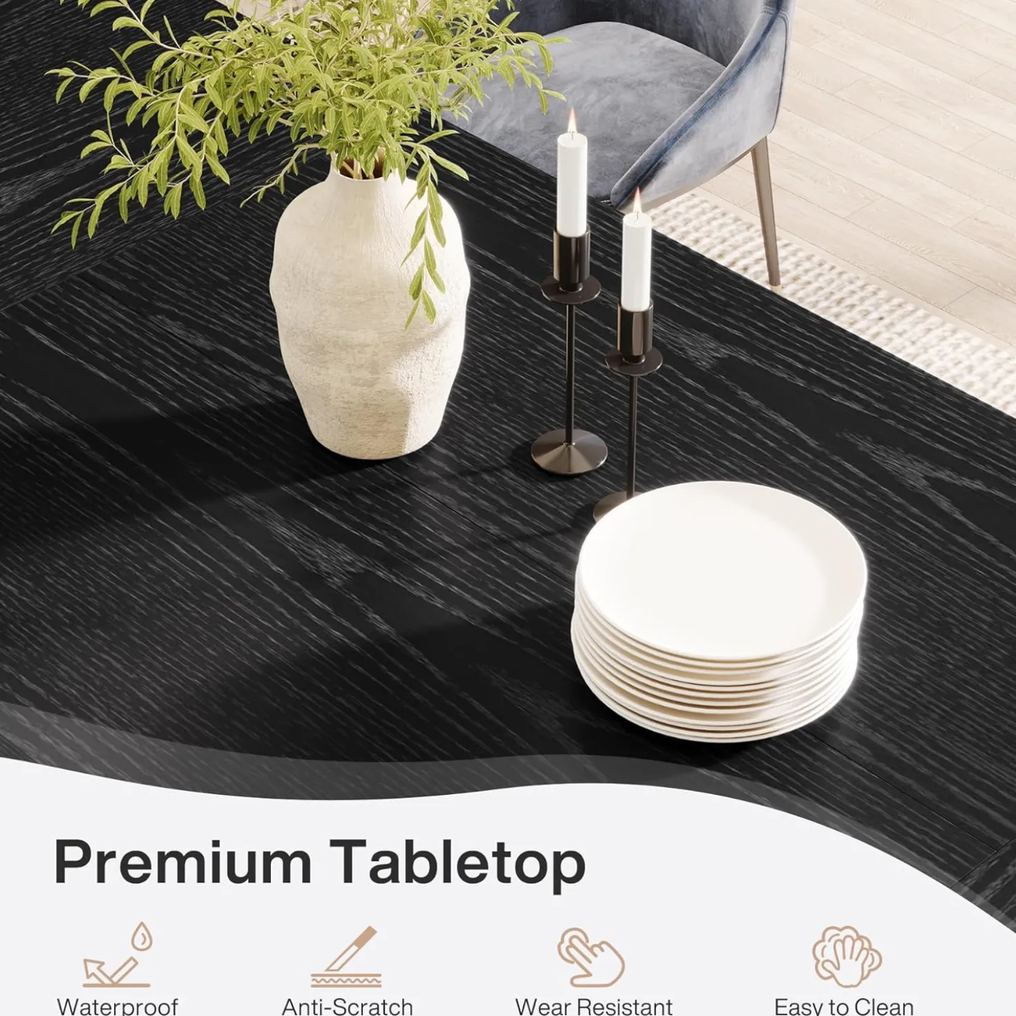 70.87" Rustic Brown Dining Table, Large Farmhouse Rectangular Table with Solid Pedestal Base
