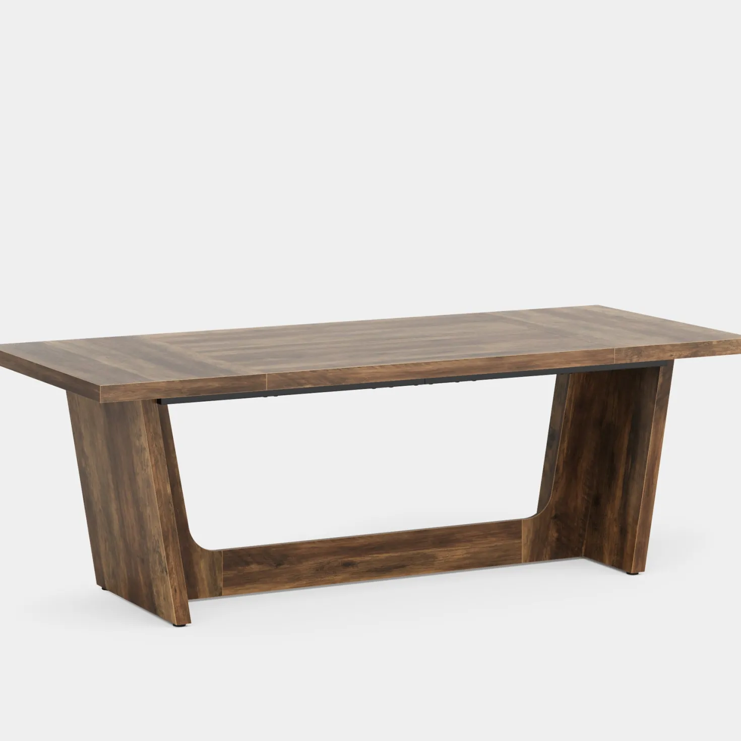 70.87" Rustic Brown Dining Table, Large Farmhouse Rectangular Table with Solid Pedestal Base