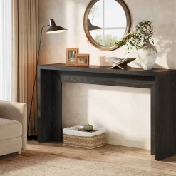 55" Rustic Console Table, Farmhouse Sofa Table Hallway Table
