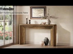 55" Rustic Console Table, Farmhouse Sofa Table Hallway Table