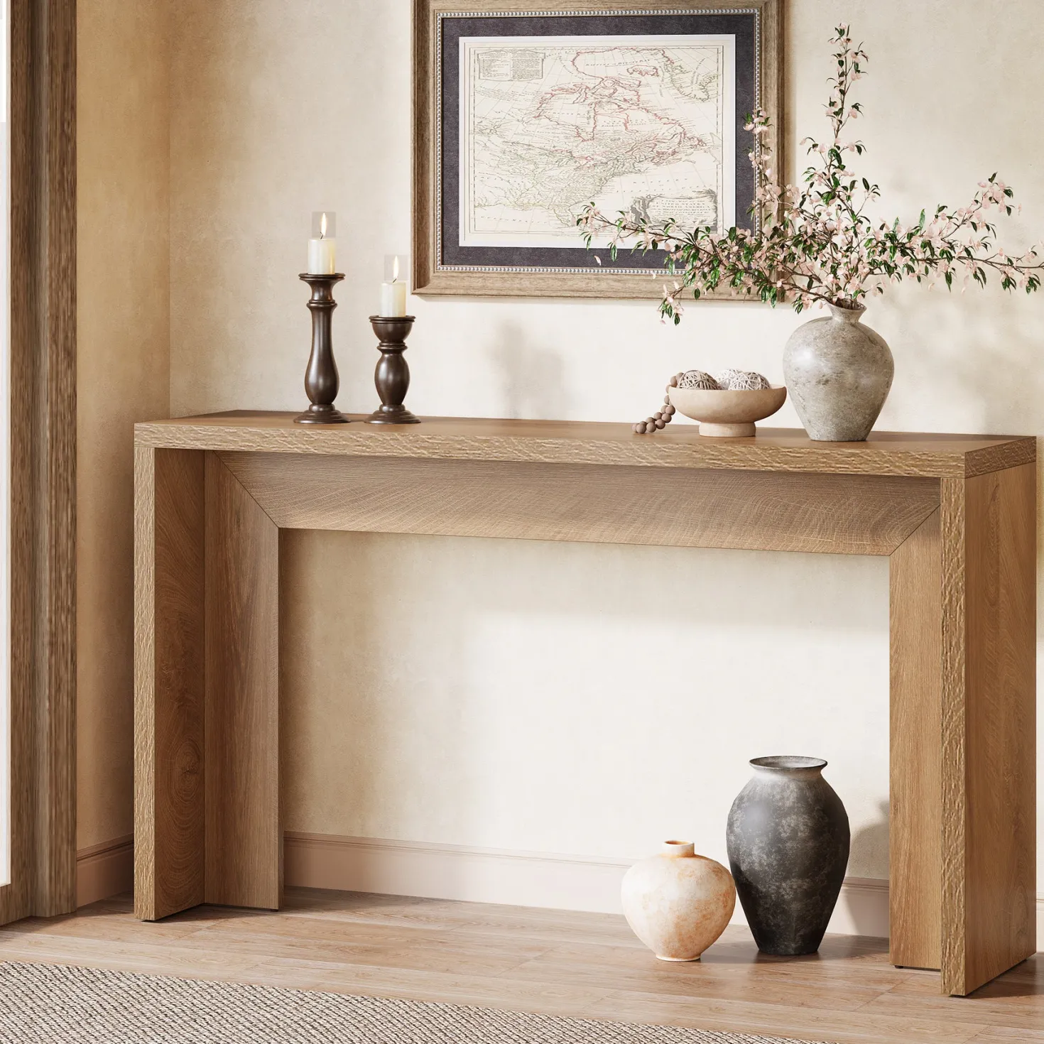 55" Rustic Console Table, Farmhouse Sofa Table Hallway Table