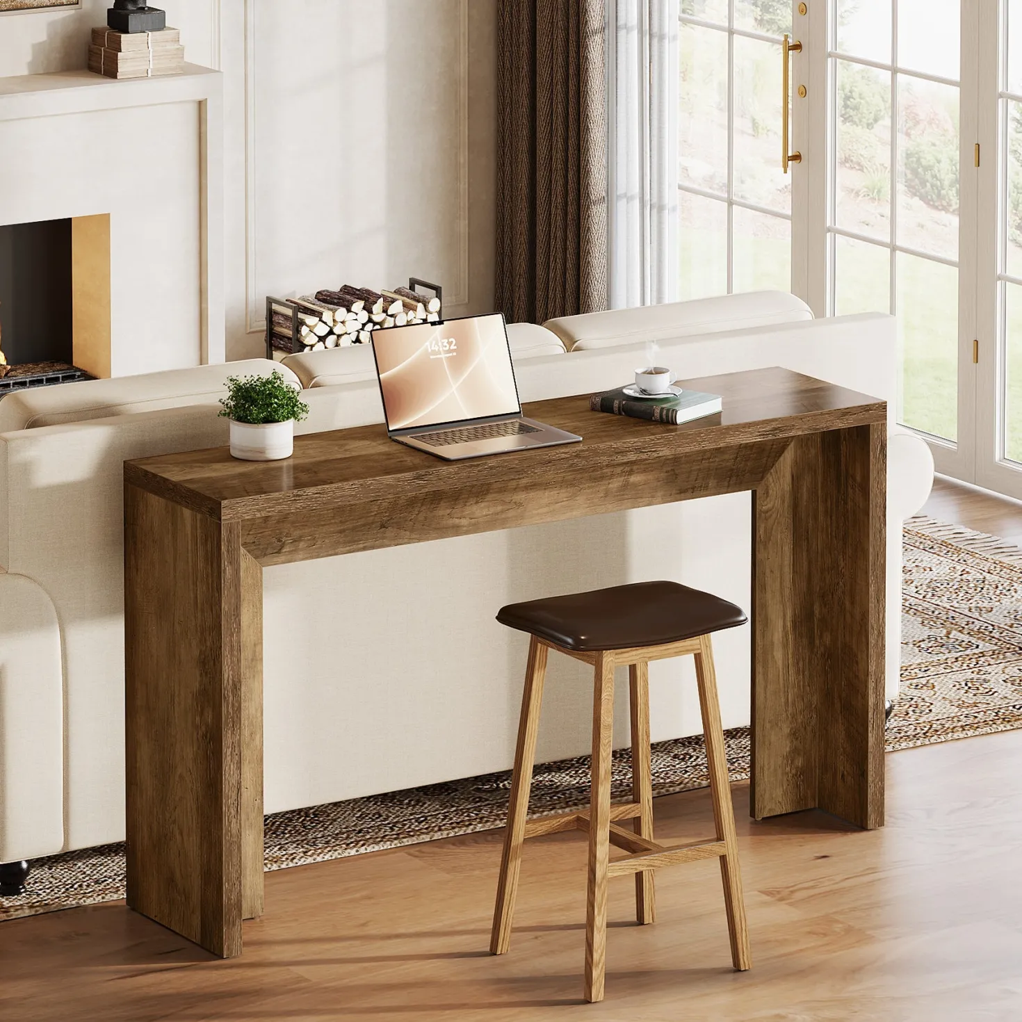 55" Rustic Console Table, Farmhouse Sofa Table Hallway Table