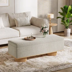 50.4" Shoe Bench, Upholstered Entryway Bench with Flip Up Storage