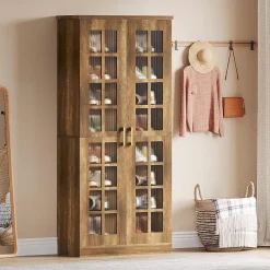 71“ Shoe Cabinet, Modern 8-Tier Shoe Rack Storage Organizer with Adjustable Shelves