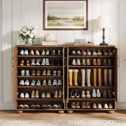 31.5" Shoe Cabinet, 6-Tier Shoe Rack Storage Cabinet with Adjustable Shelves