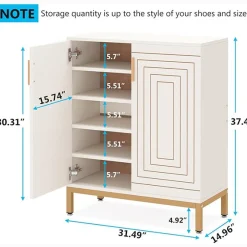31.49" Shoe Cabinet with Doors for 20 Pairs, 5 Tier Modern Freestanding Shoe Storage Organizer