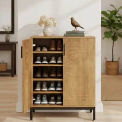 31.49" Shoe Cabinet with Doors for 20 Pairs, 5 Tier Modern Freestanding Shoe Storage Organizer