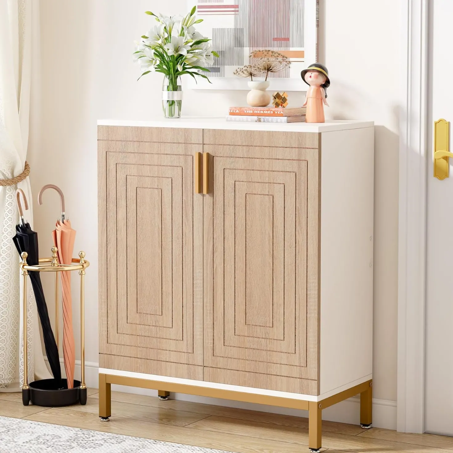 31.49" Shoe Cabinet with Doors for 20 Pairs, 5 Tier Modern Freestanding Shoe Storage Organizer
