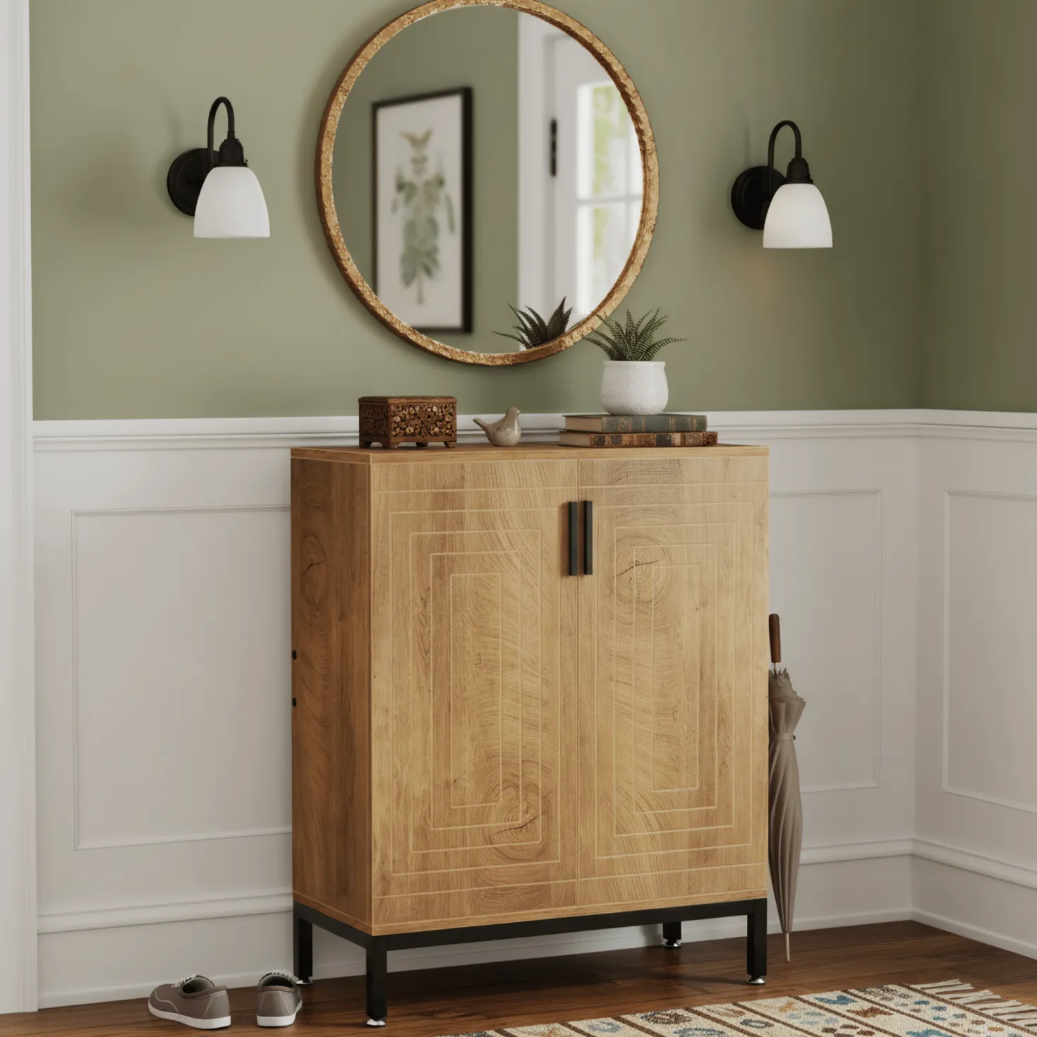 31.49" Shoe Cabinet with Doors for 20 Pairs, 5 Tier Modern Freestanding Shoe Storage Organizer