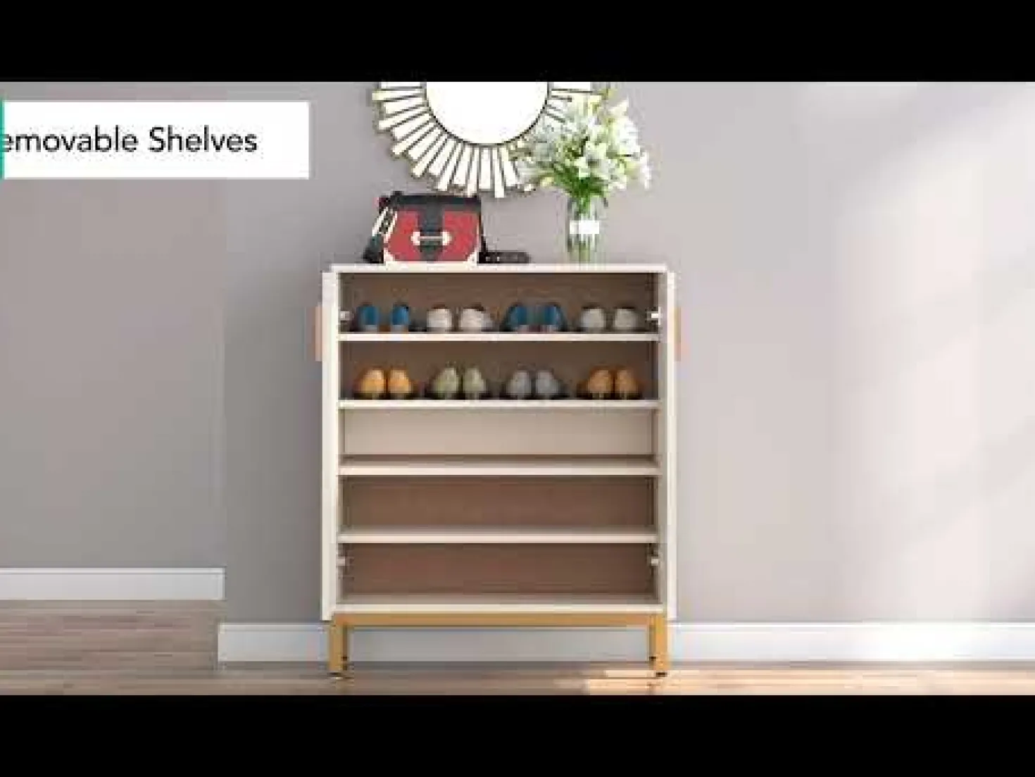 31.49" Shoe Cabinet with Doors for 20 Pairs, 5 Tier Modern Freestanding Shoe Storage Organizer