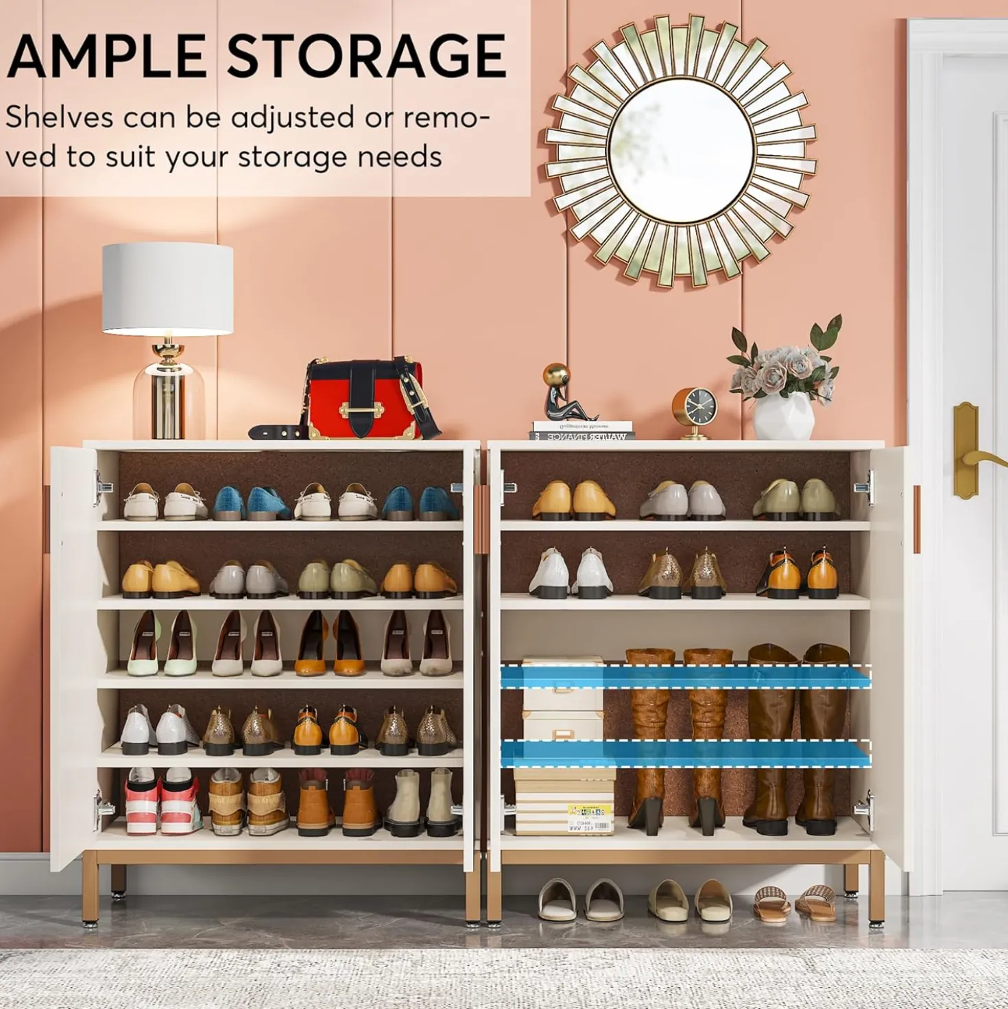 31.49" Shoe Cabinet with Doors for 20 Pairs, 5 Tier Modern Freestanding Shoe Storage Organizer