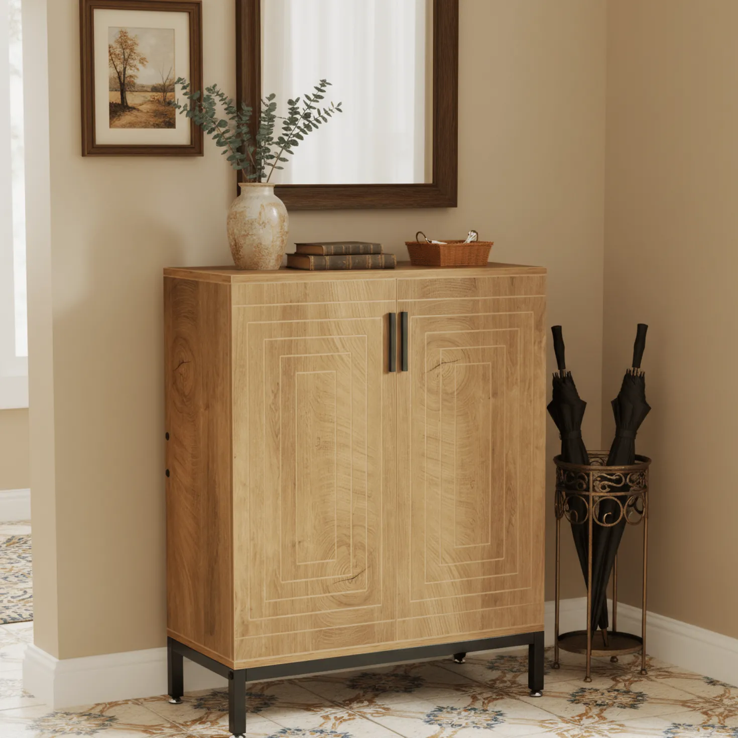 31.49" Shoe Cabinet with Doors for 20 Pairs, 5 Tier Modern Freestanding Shoe Storage Organizer