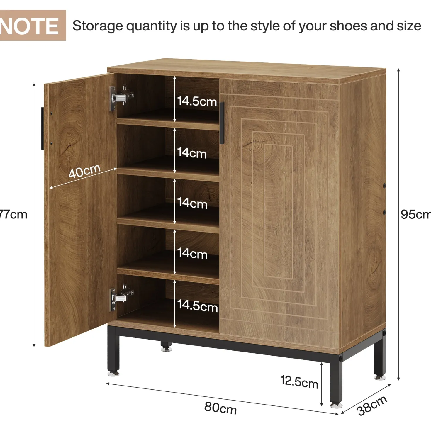 31.49" Shoe Cabinet with Doors for 20 Pairs, 5 Tier Modern Freestanding Shoe Storage Organizer