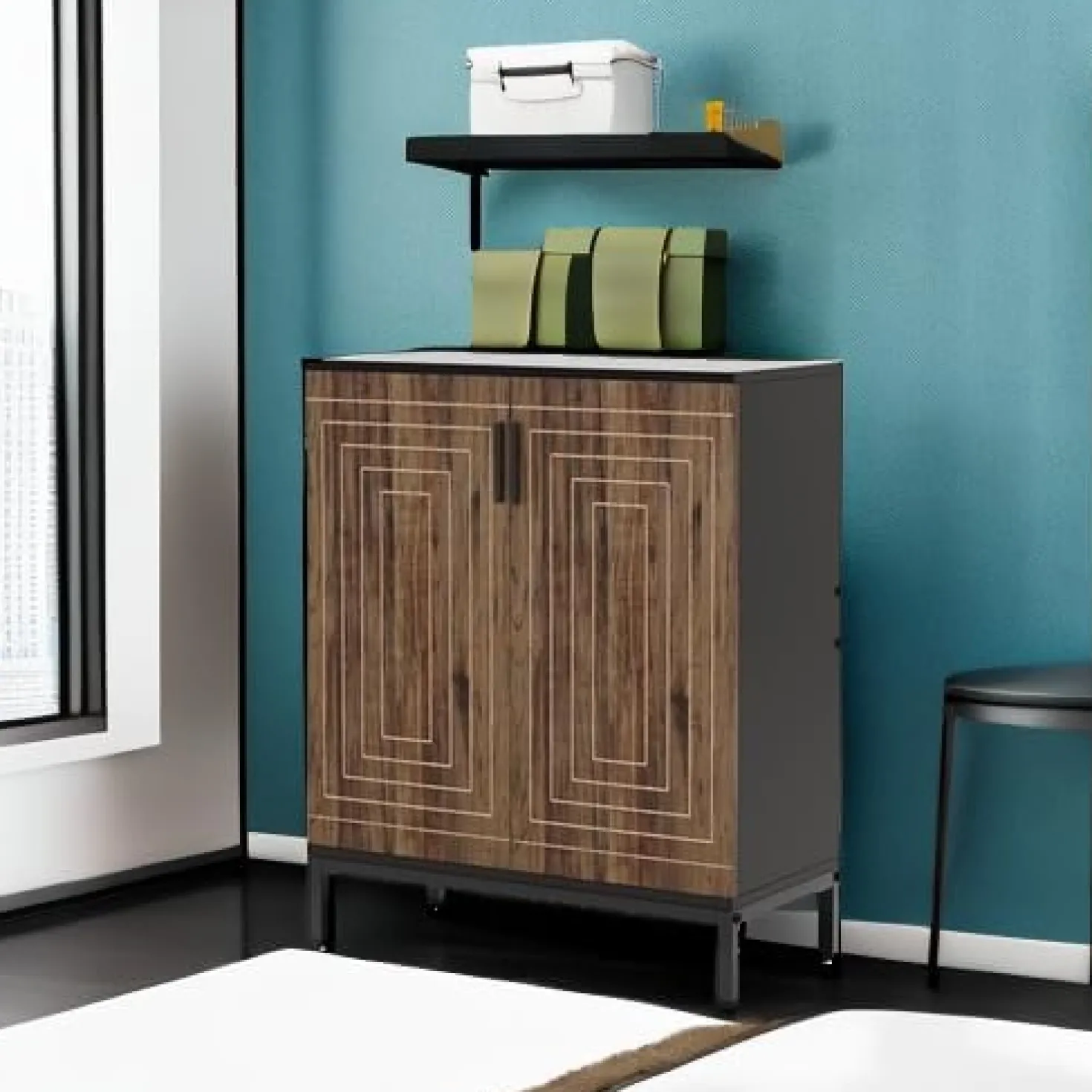 31.49" Shoe Cabinet with Doors for 20 Pairs, 5 Tier Modern Freestanding Shoe Storage Organizer