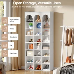 70.87" Shoe Storage Cabinet, Freestanding Shoe Rack with 24 Cubbies