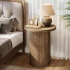 19.6" Side Table, Farmhouse Round End Table Nightstand with Fluted Base