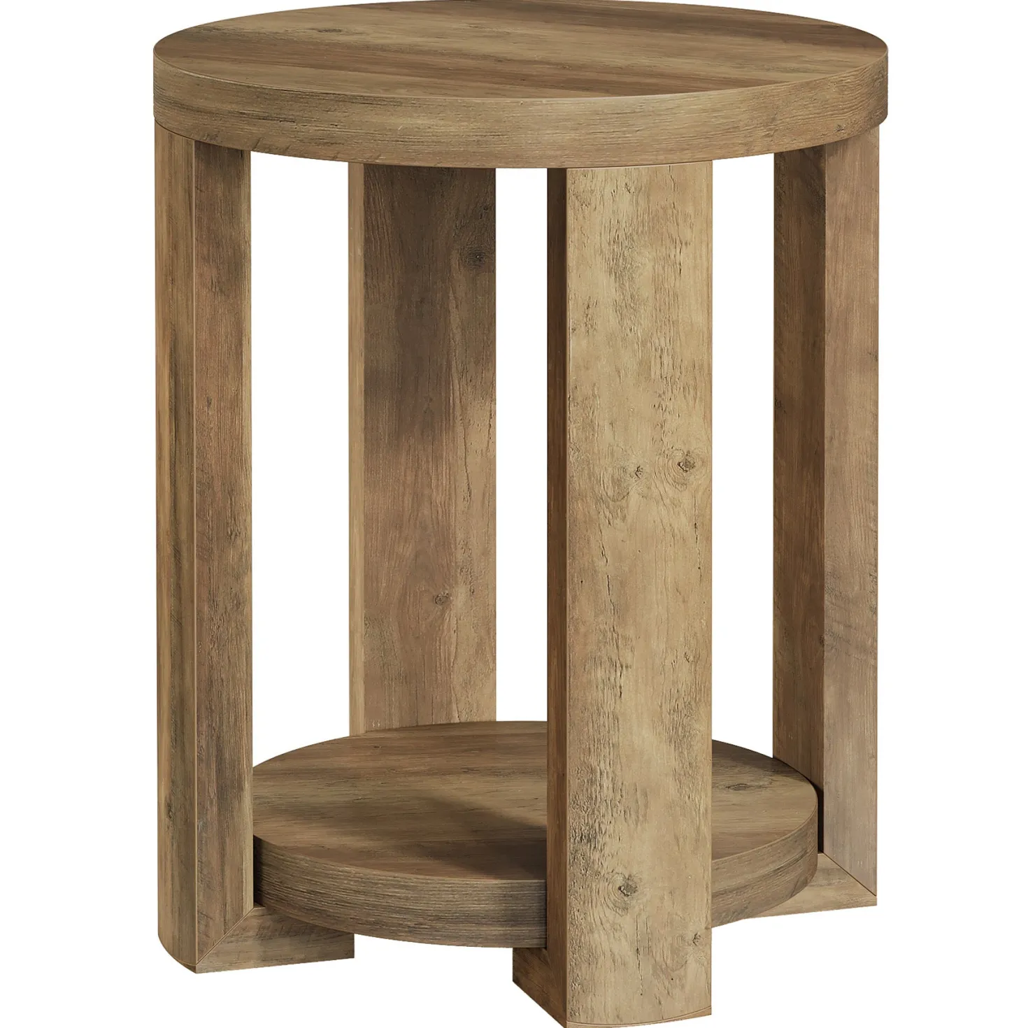 19.6" Side Table, 2-Tier Round End Table Bedside Table