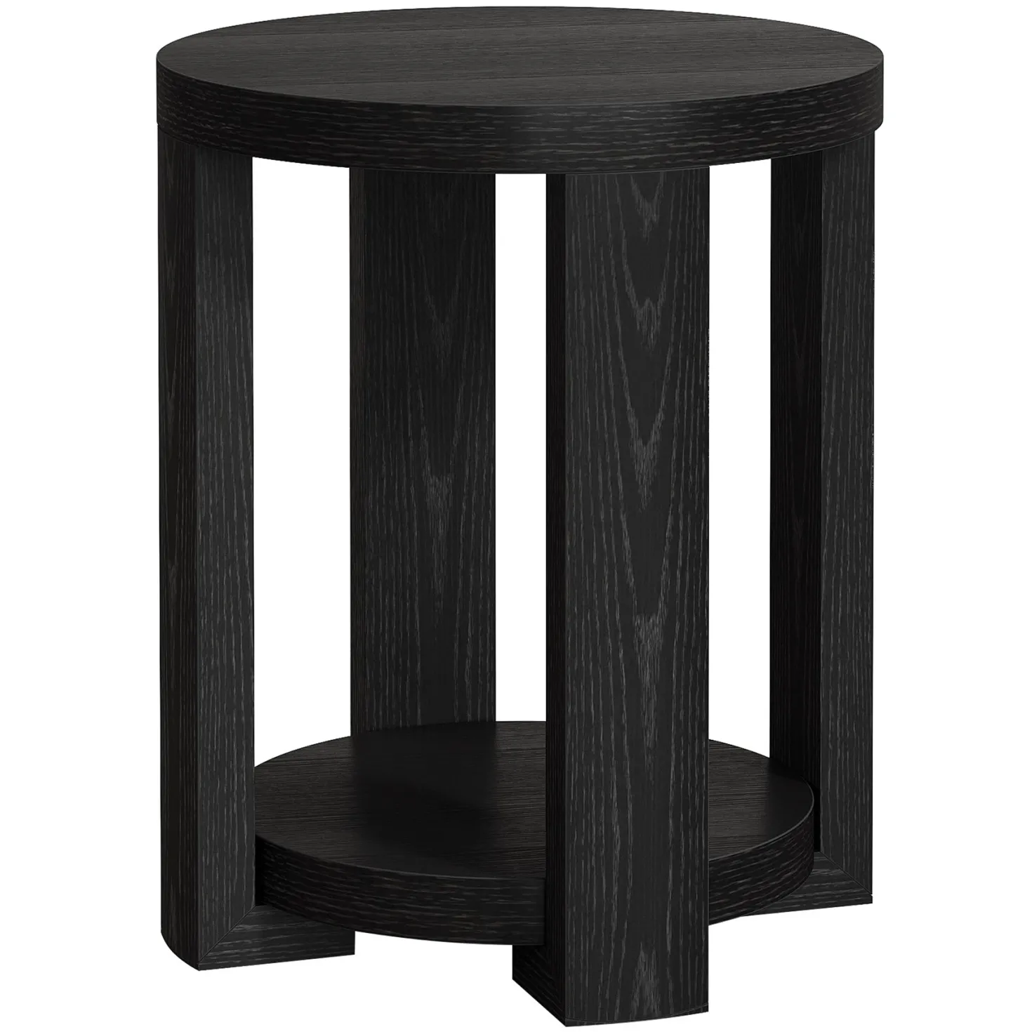 19.6" Side Table, 2-Tier Round End Table Bedside Table