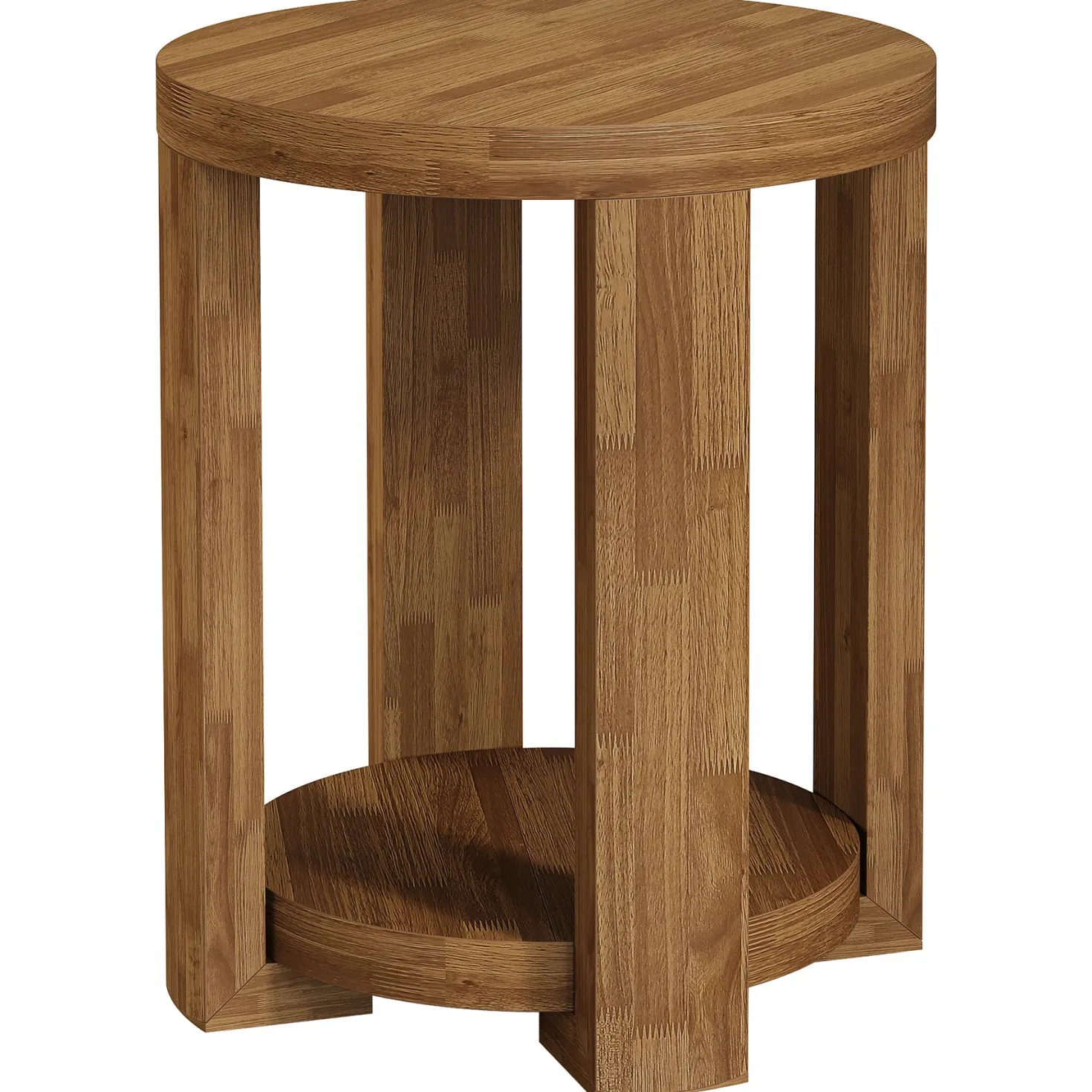 19.6" Side Table, 2-Tier Round End Table Bedside Table