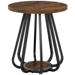 19.6" Side Table, 2-Tier Small Sofa End Table with Metal Frame for Small Spaces
