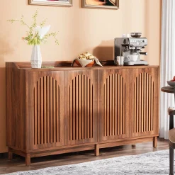 57" Sideboard Buffet, Farmhouse Storage Cabinet with Adjustable Shelf