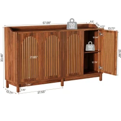 57" Sideboard Buffet, Farmhouse Storage Cabinet with Adjustable Shelf