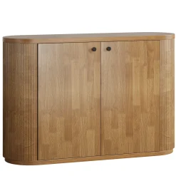 47" Sideboard Buffet, Farmhouse Fluted Cabinet Coffee Bar with 2 Shelves
