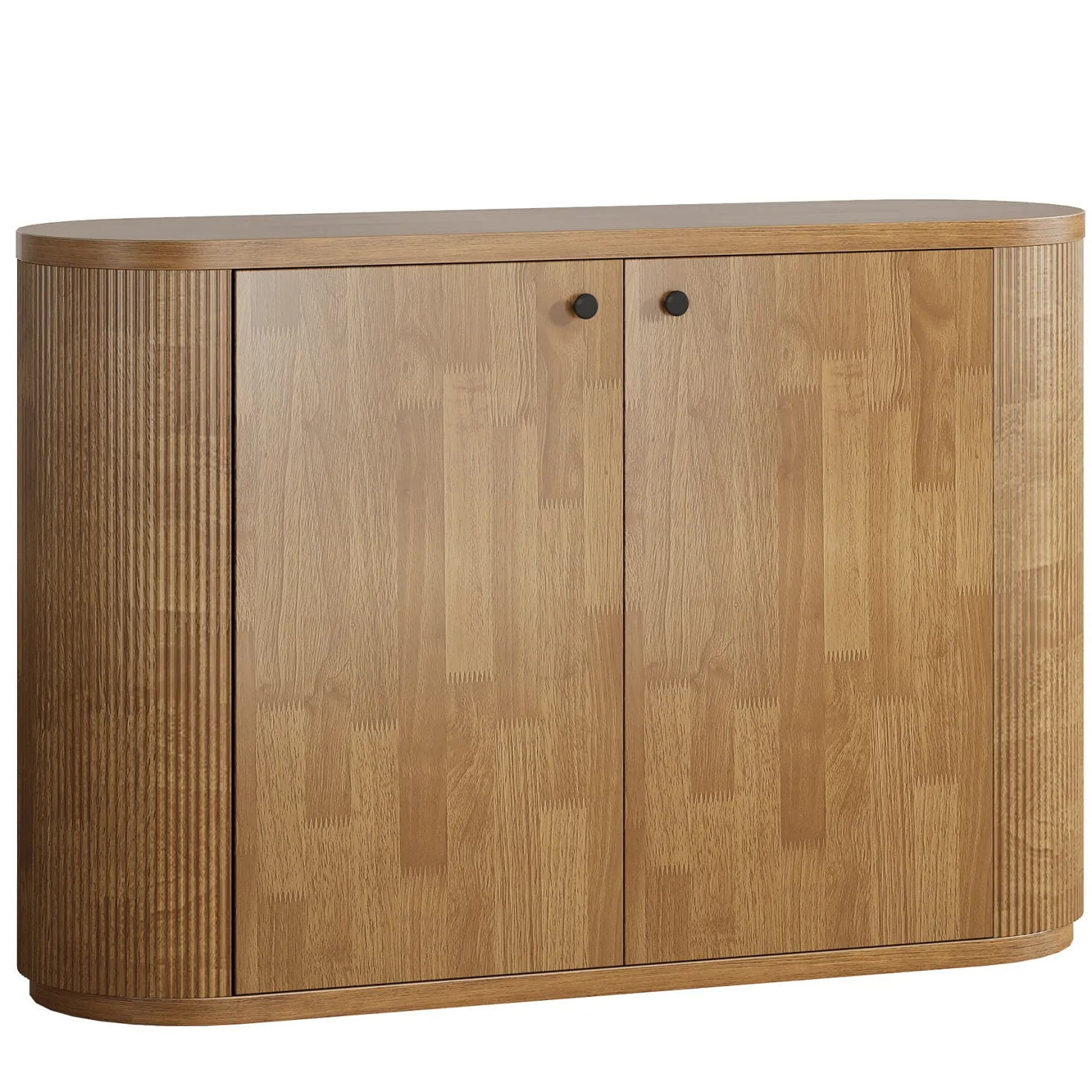 47" Sideboard Buffet, Farmhouse Fluted Cabinet Coffee Bar with 2 Shelves