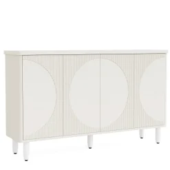 59.4" Sideboard Buffet, White Credenza Storage Cabinet with Doors