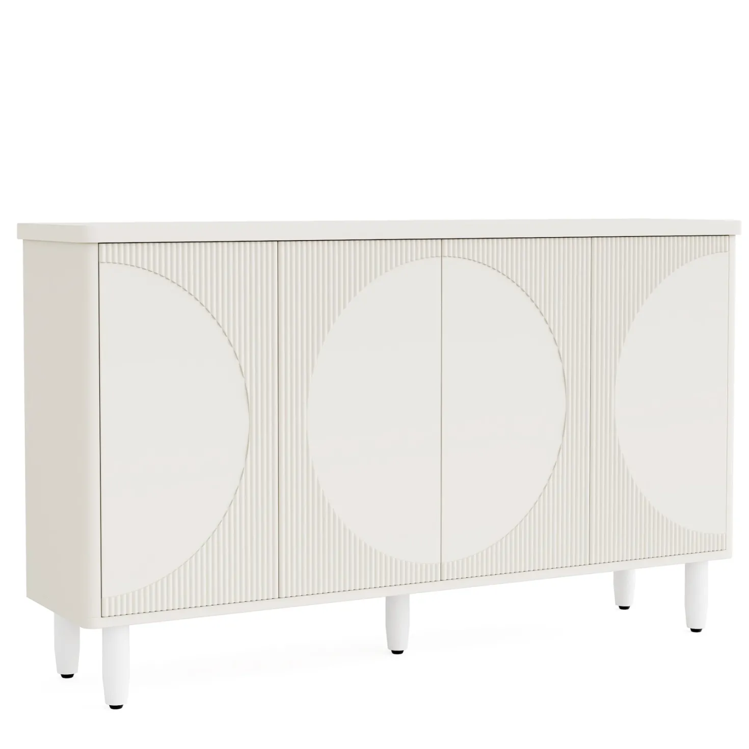 59.4" Sideboard Buffet, White Credenza Storage Cabinet with Doors