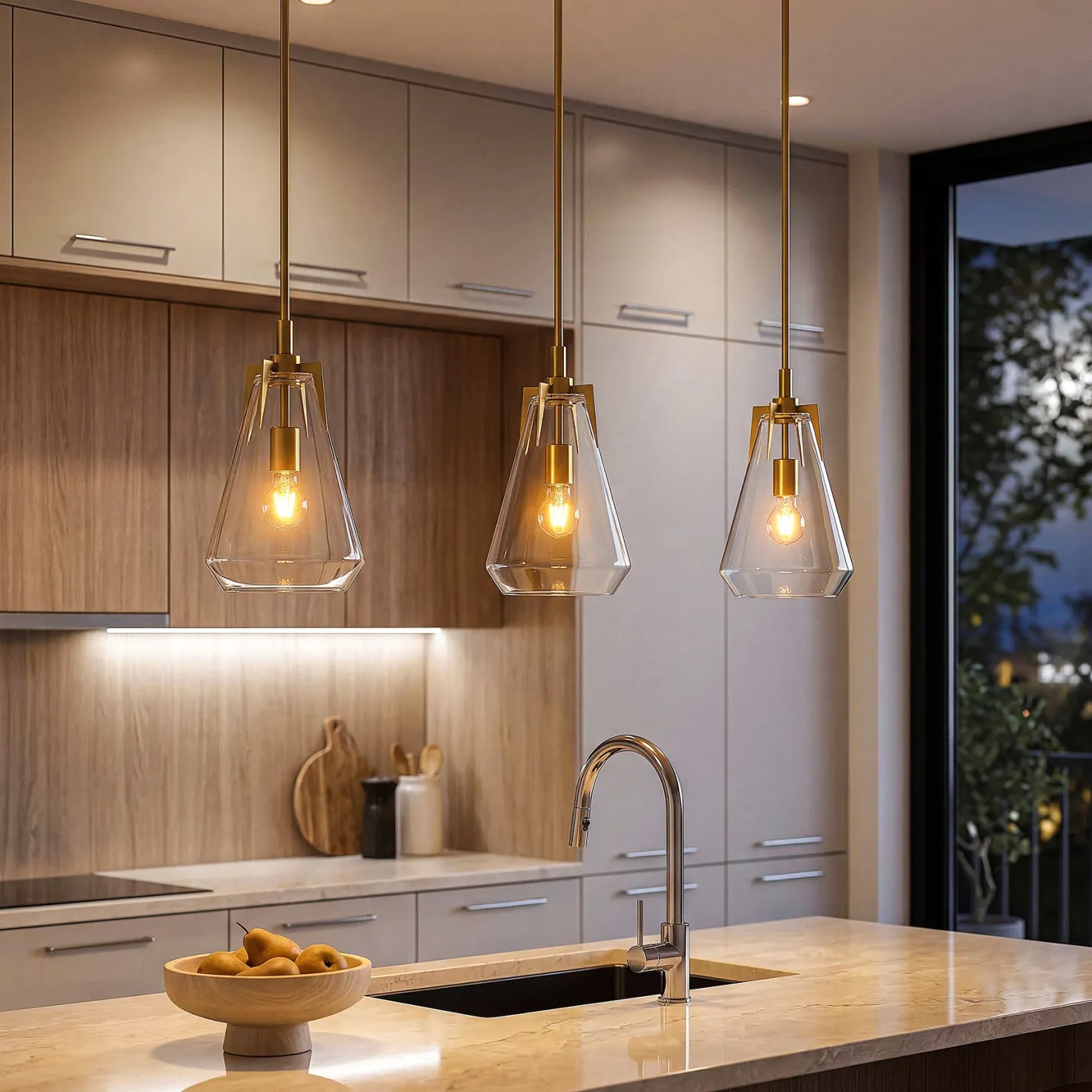 8.5" Single Pendant Light , Modern Hanging Light Fixture with Clear Glass Shade