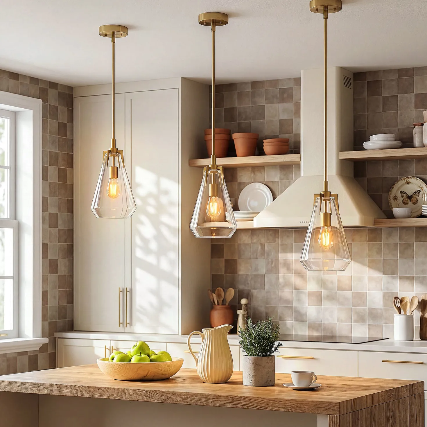 8.5" Single Pendant Light , Modern Hanging Light Fixture with Clear Glass Shade