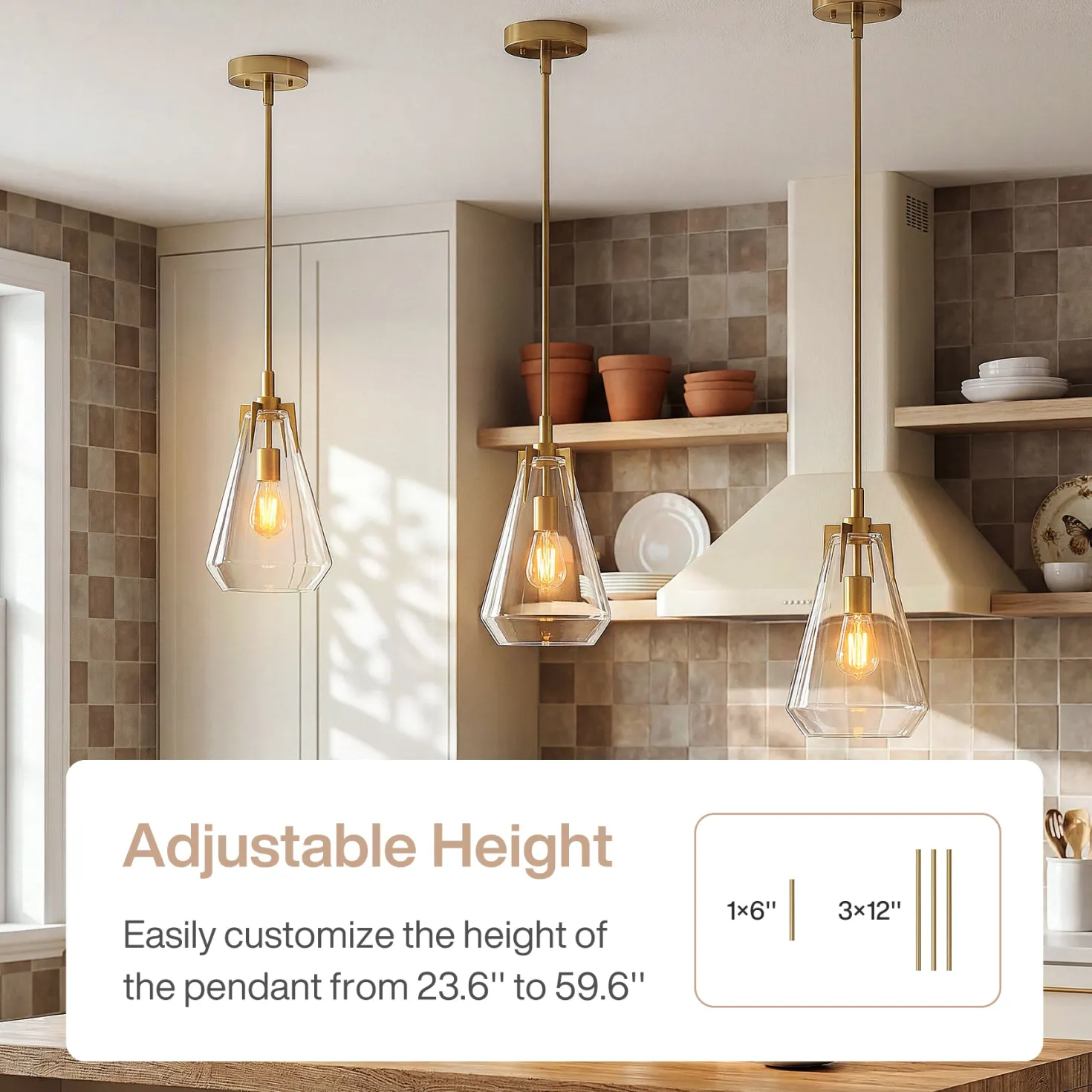 8.5" Single Pendant Light , Modern Hanging Light Fixture with Clear Glass Shade