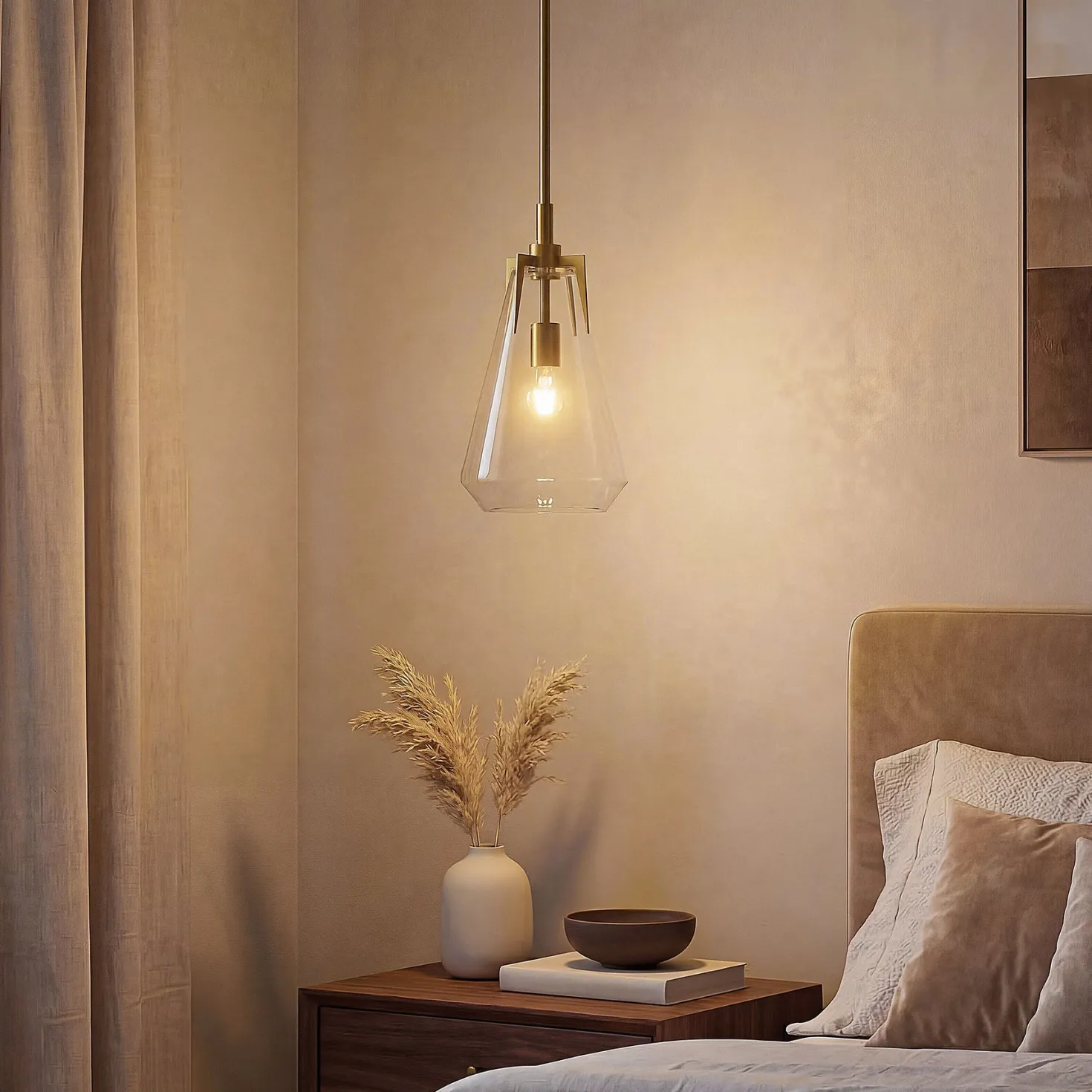 8.5" Single Pendant Light , Modern Hanging Light Fixture with Clear Glass Shade