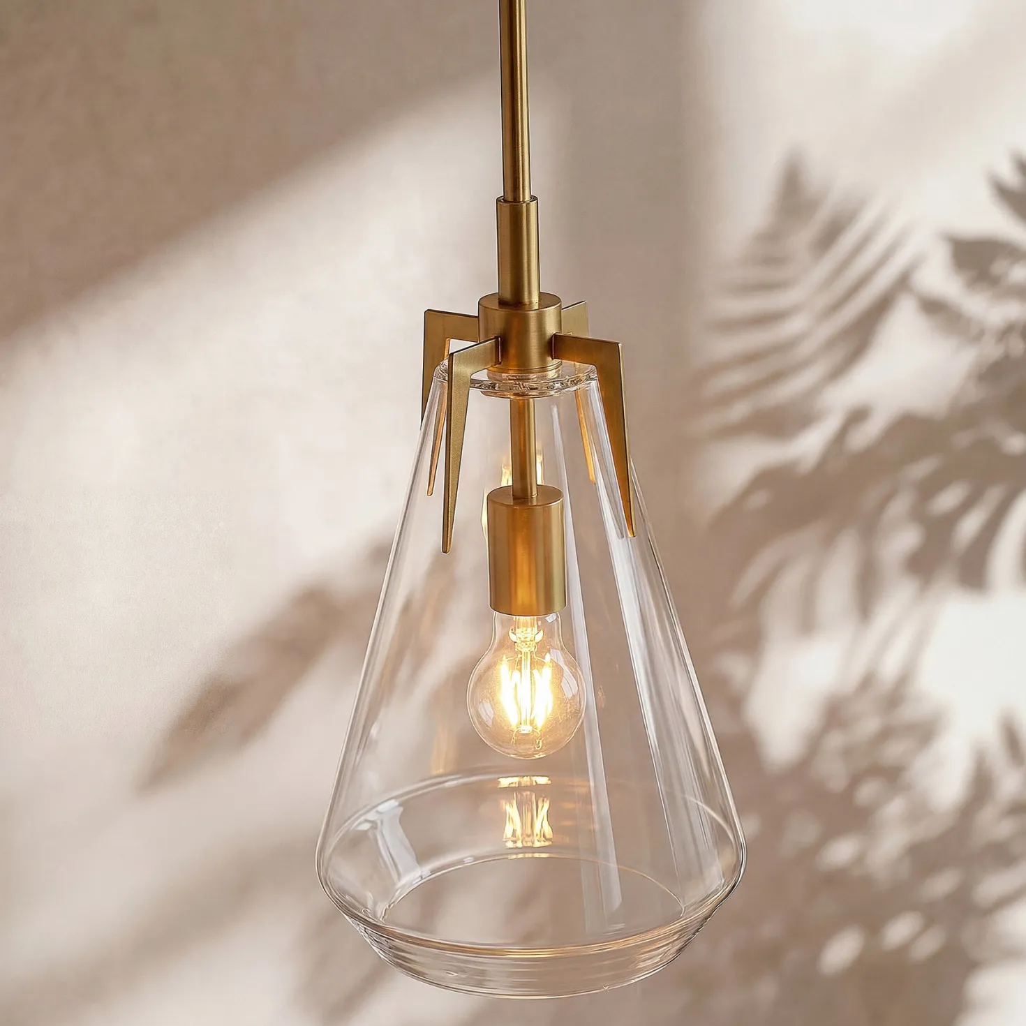 8.5" Single Pendant Light , Modern Hanging Light Fixture with Clear Glass Shade