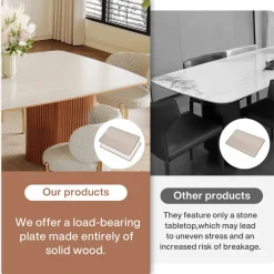 78.7" Sintered Stone Dining Table for 8 with Solid Wood Legs